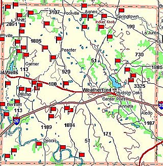 parker county cursor rest bring flag event name click map